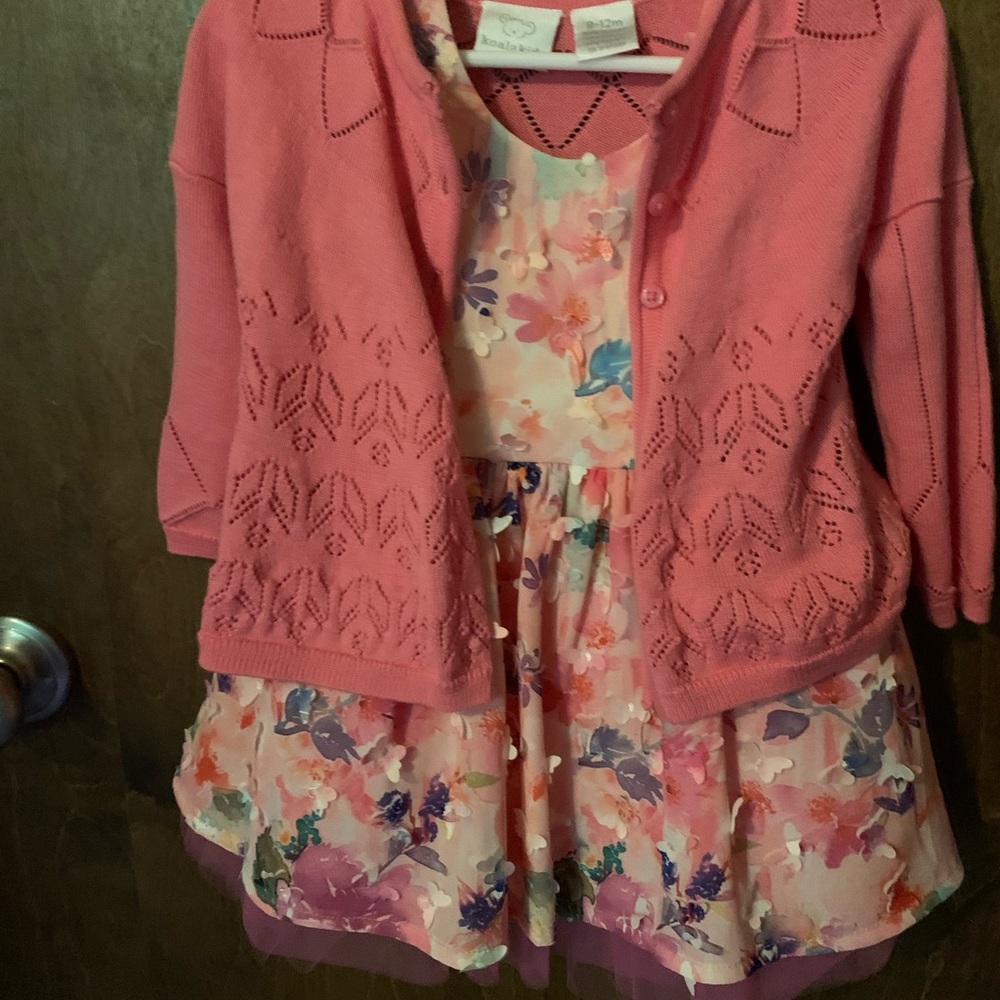 12 Mo Sleeveless Dress, 9-12 mo matching cardigan